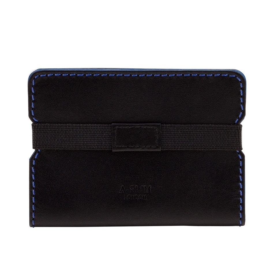 A-SLIM Minimalist Leather Wallet Reza - Black/Blue